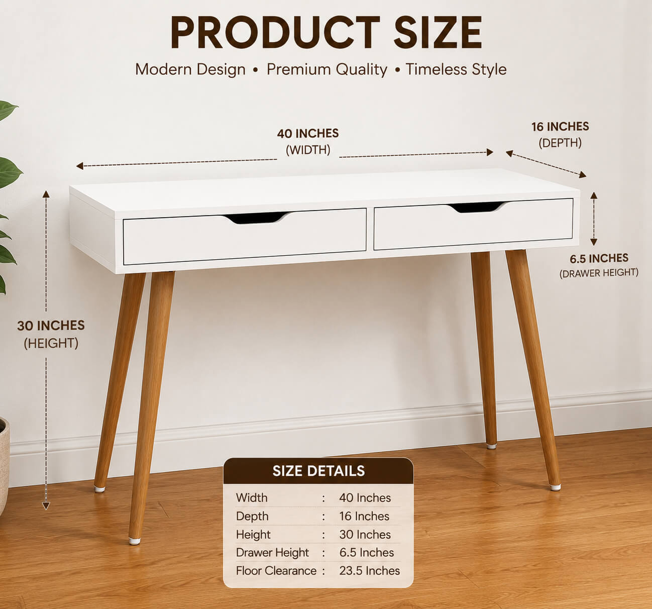 Modern White Console Table with 2 Drawers | Study Desk & Vanity Table | The Artsy Home Pakistan