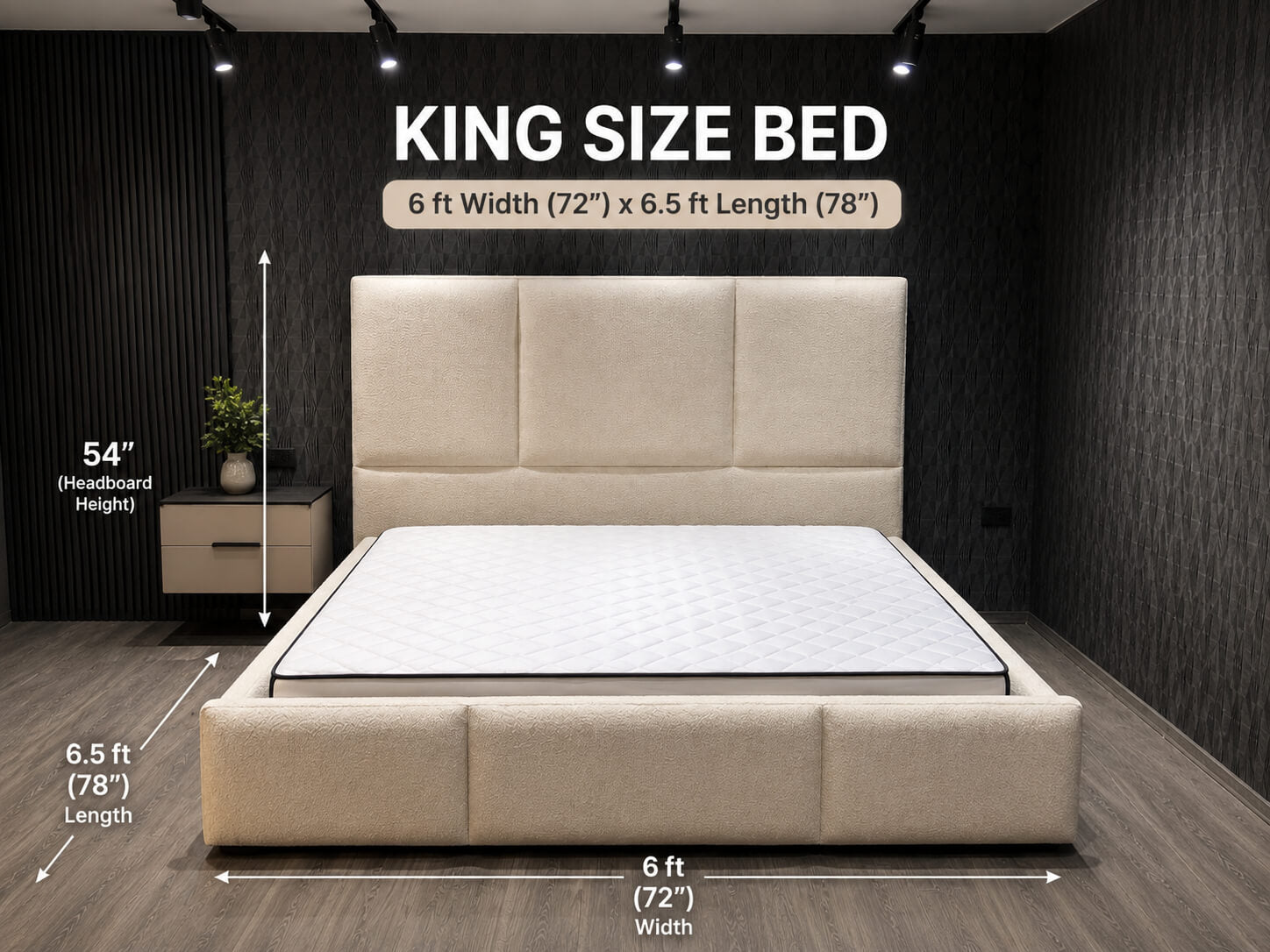 King Size Upholstered Bed – Modern Luxury Bed | 6×6.5 Feet | The Artsy Home