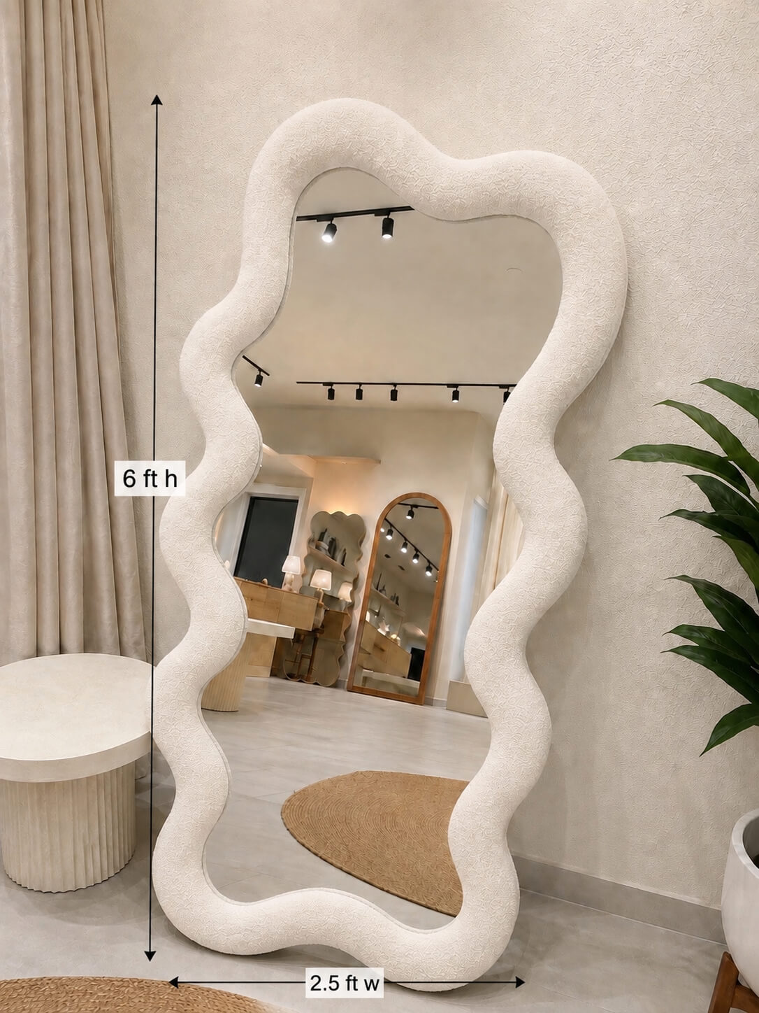 Organic Wavy Full Length Mirror 6x2.5 Feet
