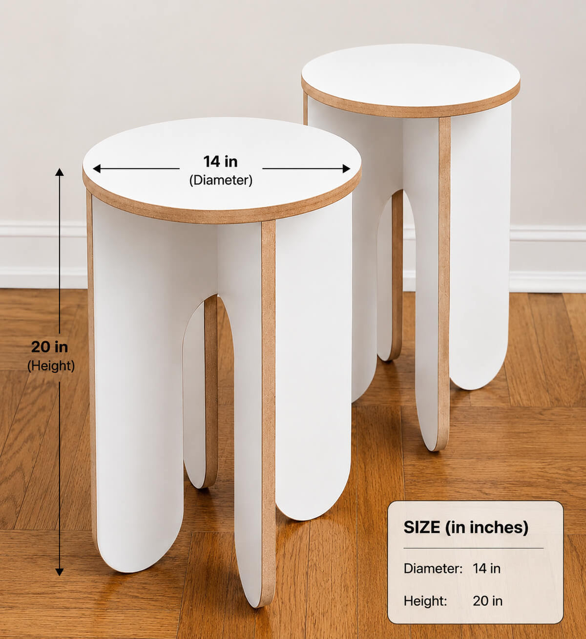 Modern Round Side Table – 14” Diameter × 20” Height