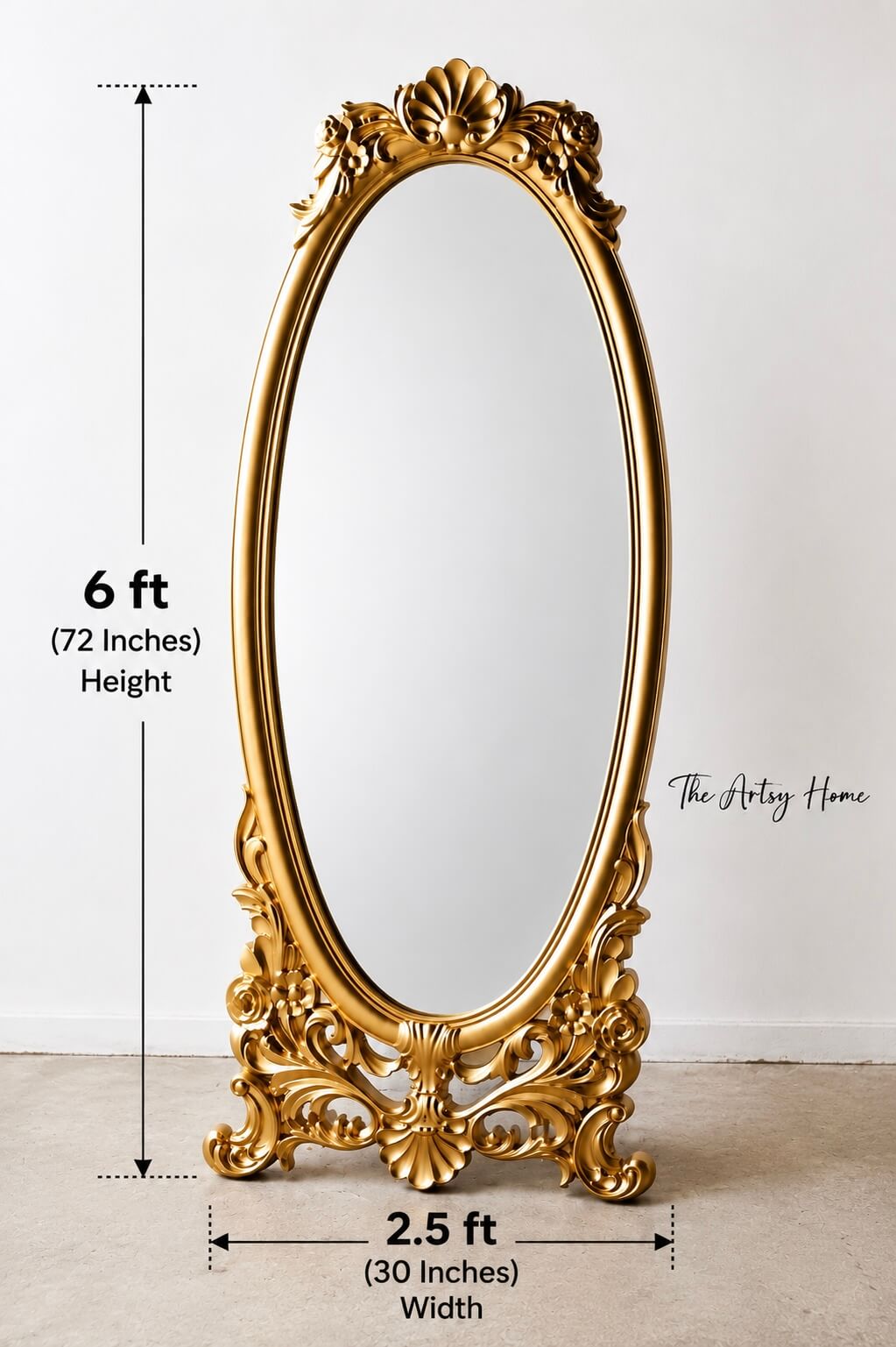 Luxury Gold Full Length Baroque Mirror – Ornate Floor Standing Mirror | The Artsy Home