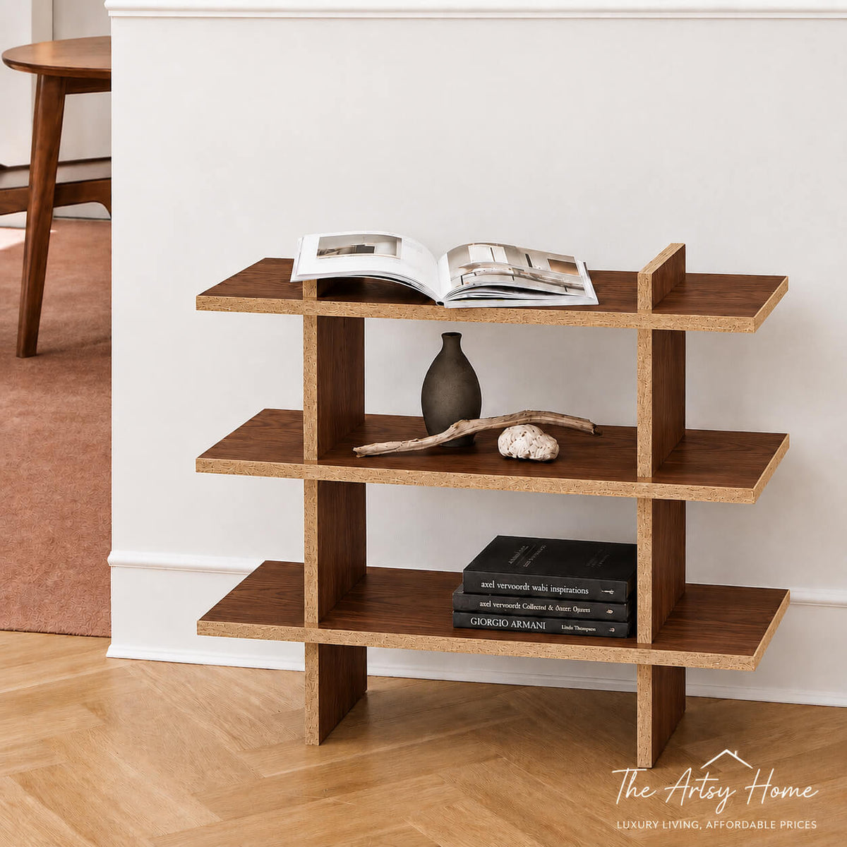 Modern Wooden Display Shelf – 3 Tier Open Storage Rack