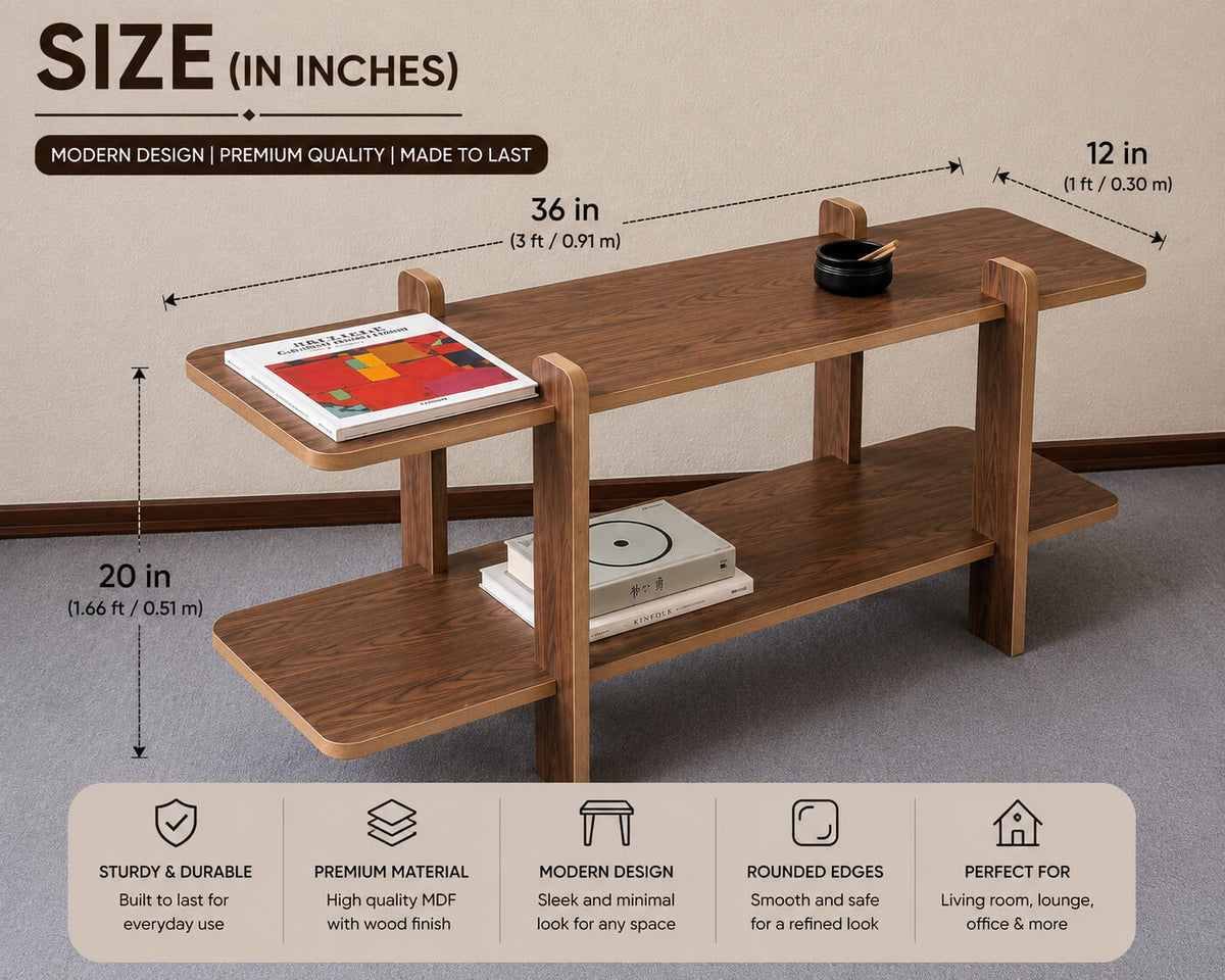 Modern Multi-Tier Console Table | Premium MDF Wood Finish