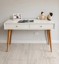 Modern white Scandinavian-style study desk with 2 drawers