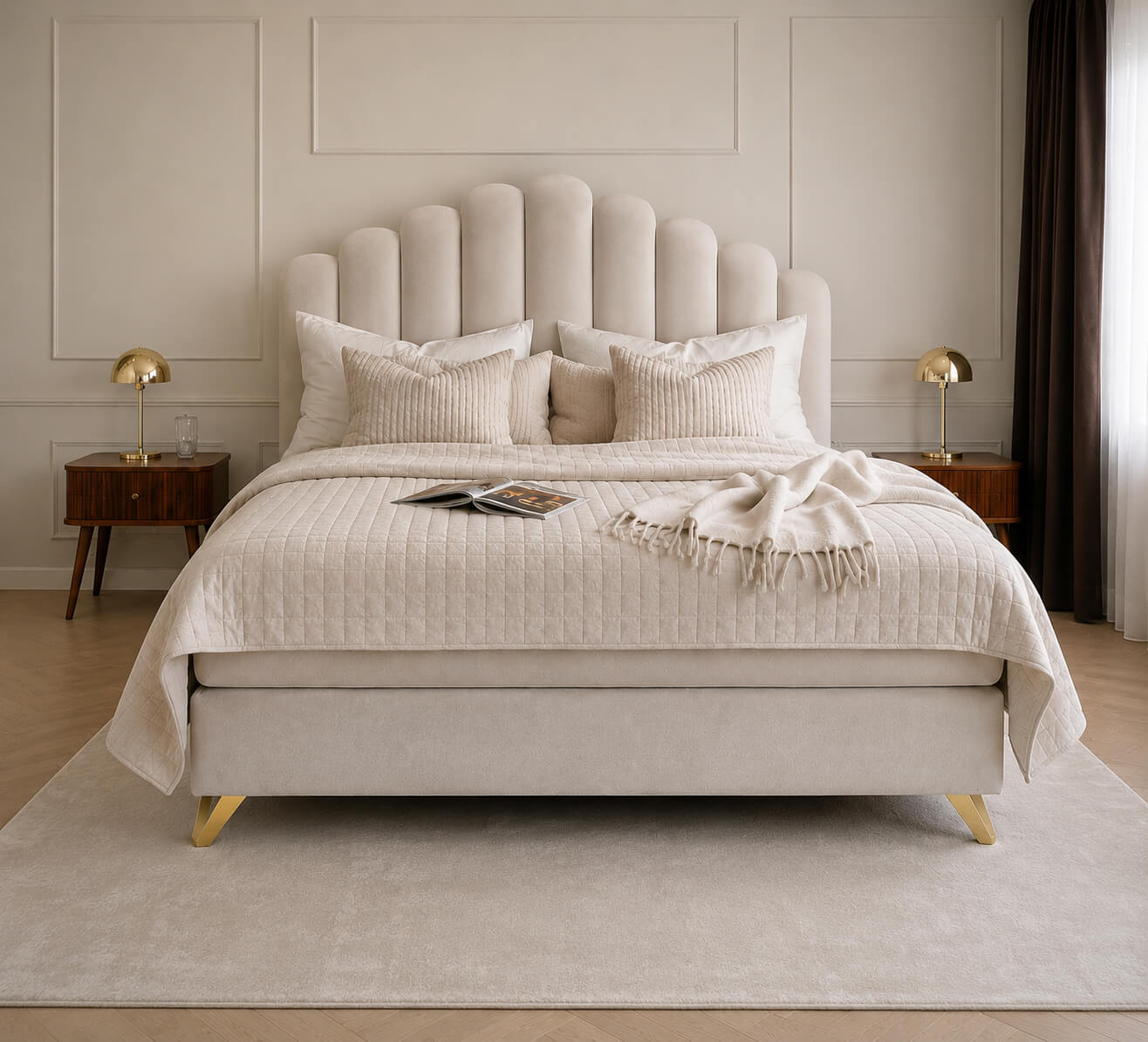 Luxury King Size Bed 6x6.5 Feet | Premium Velvet Upholstered Bed | The Artsy Home Pakistan
