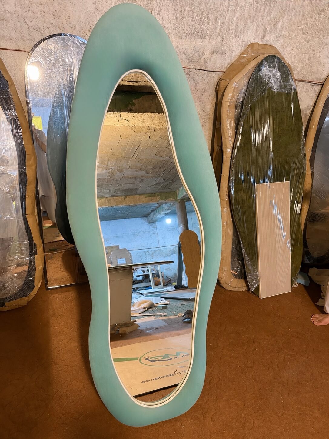 Pastel Aqua Pebble LED Mirror – Full Length Standing Mirror (6 x 2.3 ft)