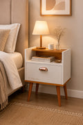 Modern Bedside Table with Drawer & Open Shelf | 20” Wooden Nightstand | Factory Price in Pakistan | The Artsy Home
