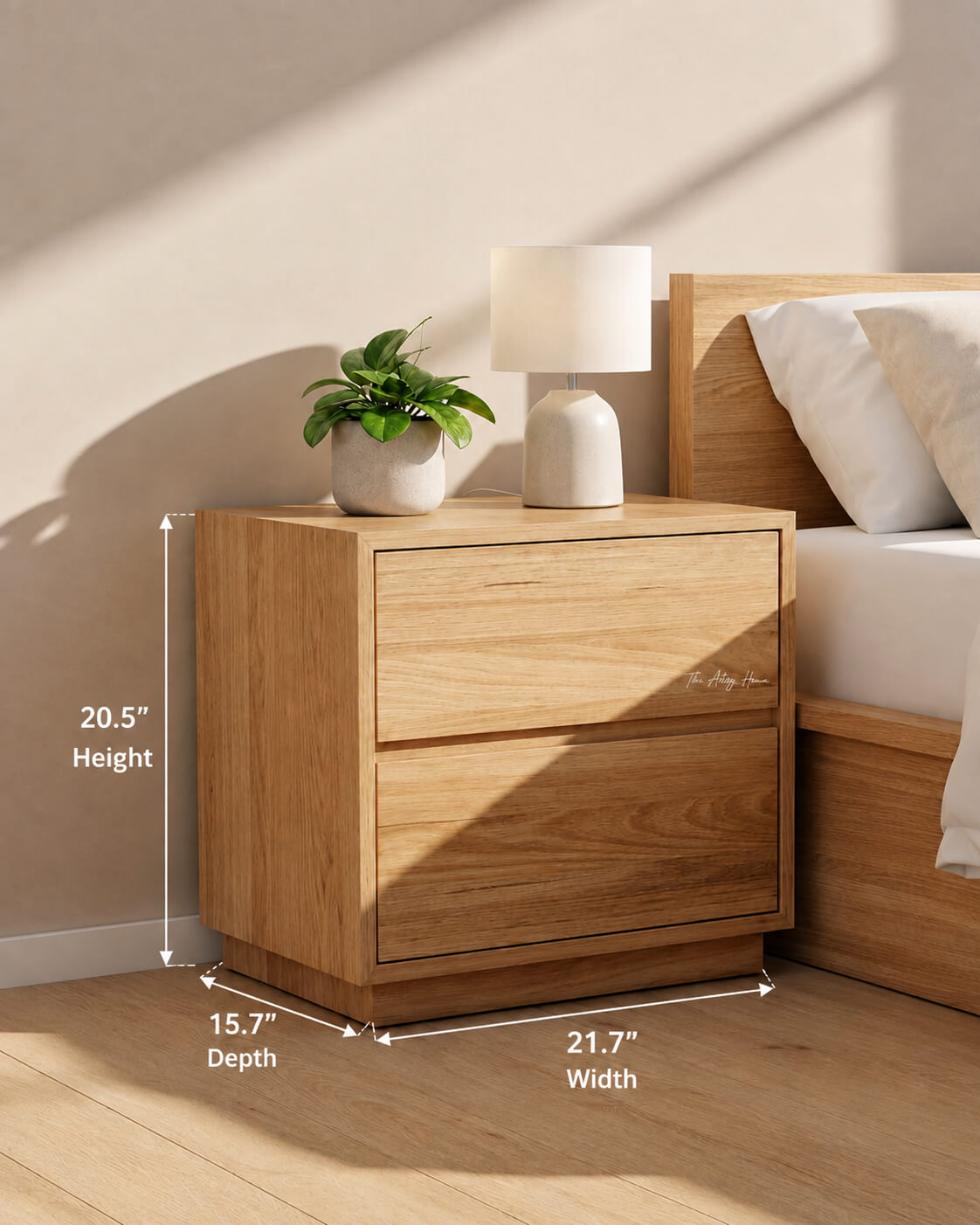 Modern Wooden Bedside Table with 2 Drawers | Premium Nightstand | Factory Price in Pakistan | The Artsy Home