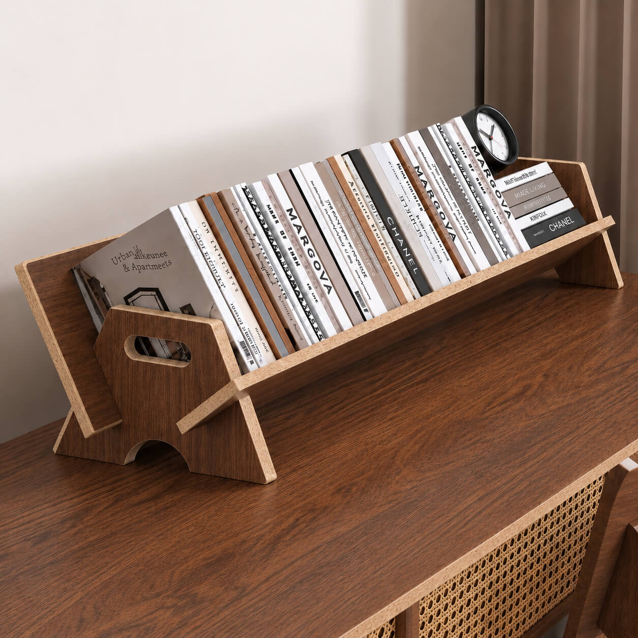 Wooden Magazine & Book Rack Stand – 28×9×9 Inches