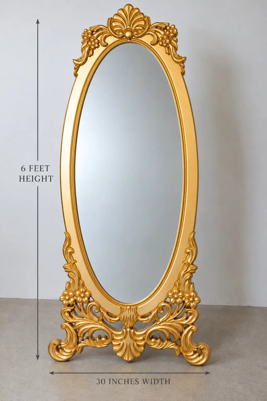 Luxury Gold Full Length Baroque Mirror – Ornate Floor Standing Mirror | The Artsy Home
