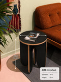 Modern Round Side Table | 14” × 20” | Black & Brown