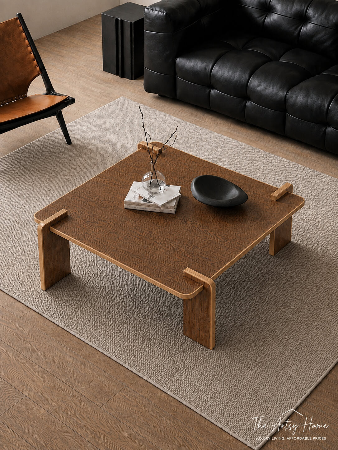 Modern Wooden Square Coffee Table – Brown