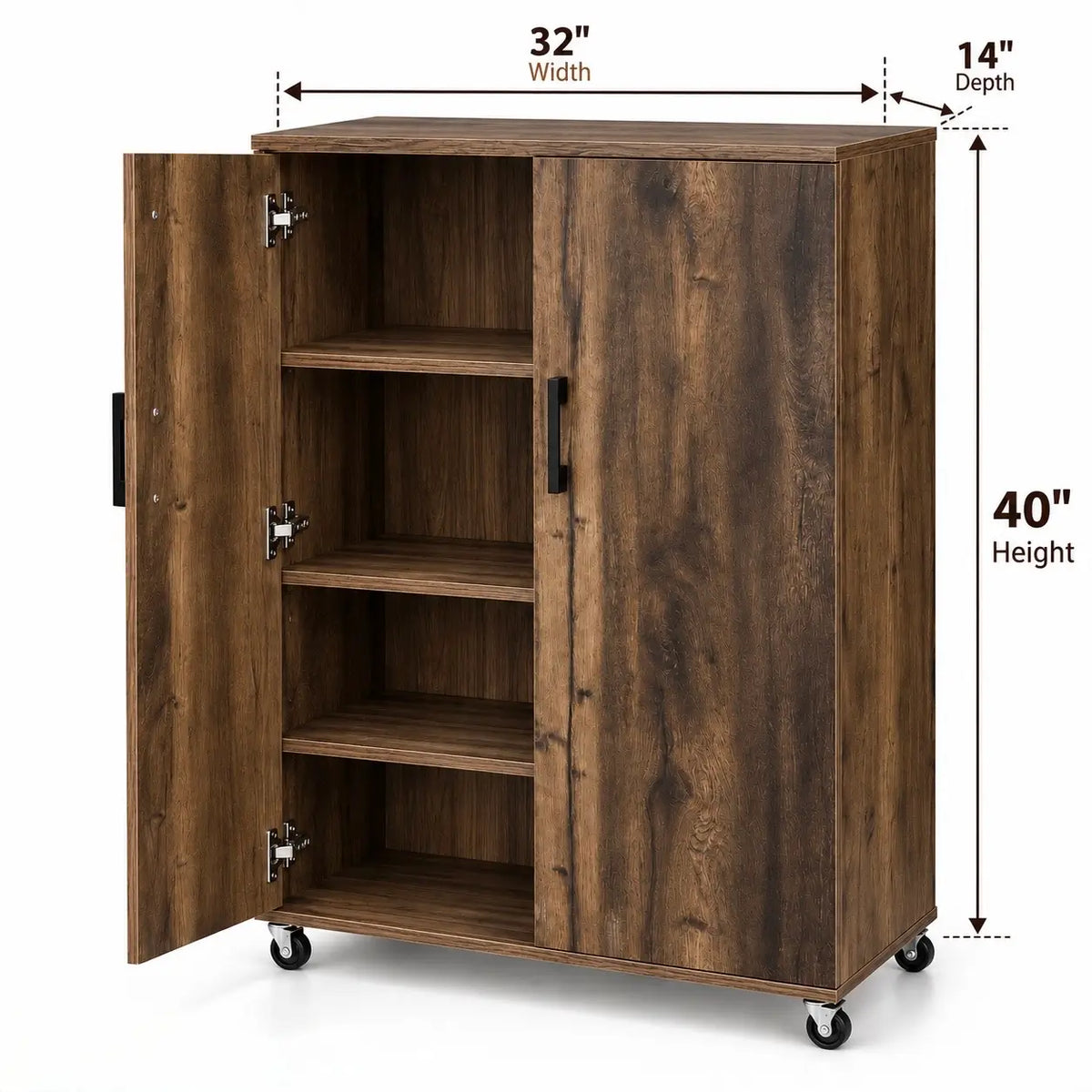 Wooden Storage Cabinet with Shelves & Doors