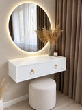 Wall Mounted Floating Dressing Table with LED Round Mirror