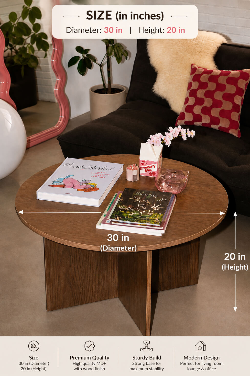 Modern Round Center Table – Premium MDF Coffee Table