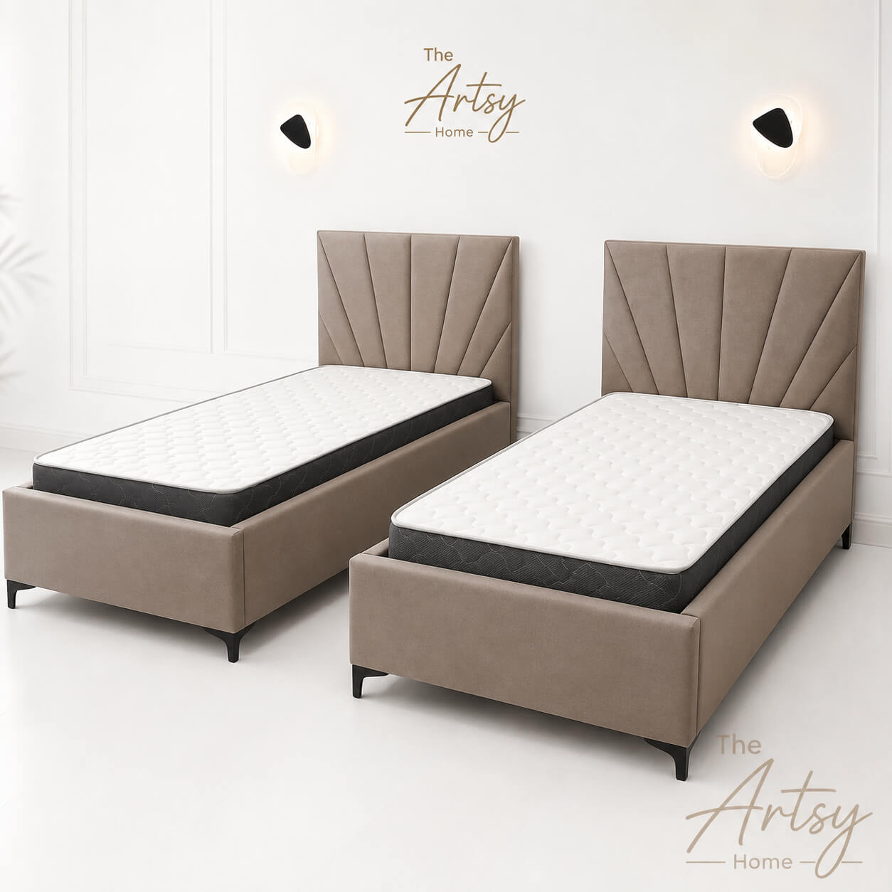 Modern Panel Upholstered Single Bed – Premium Fabric Bed