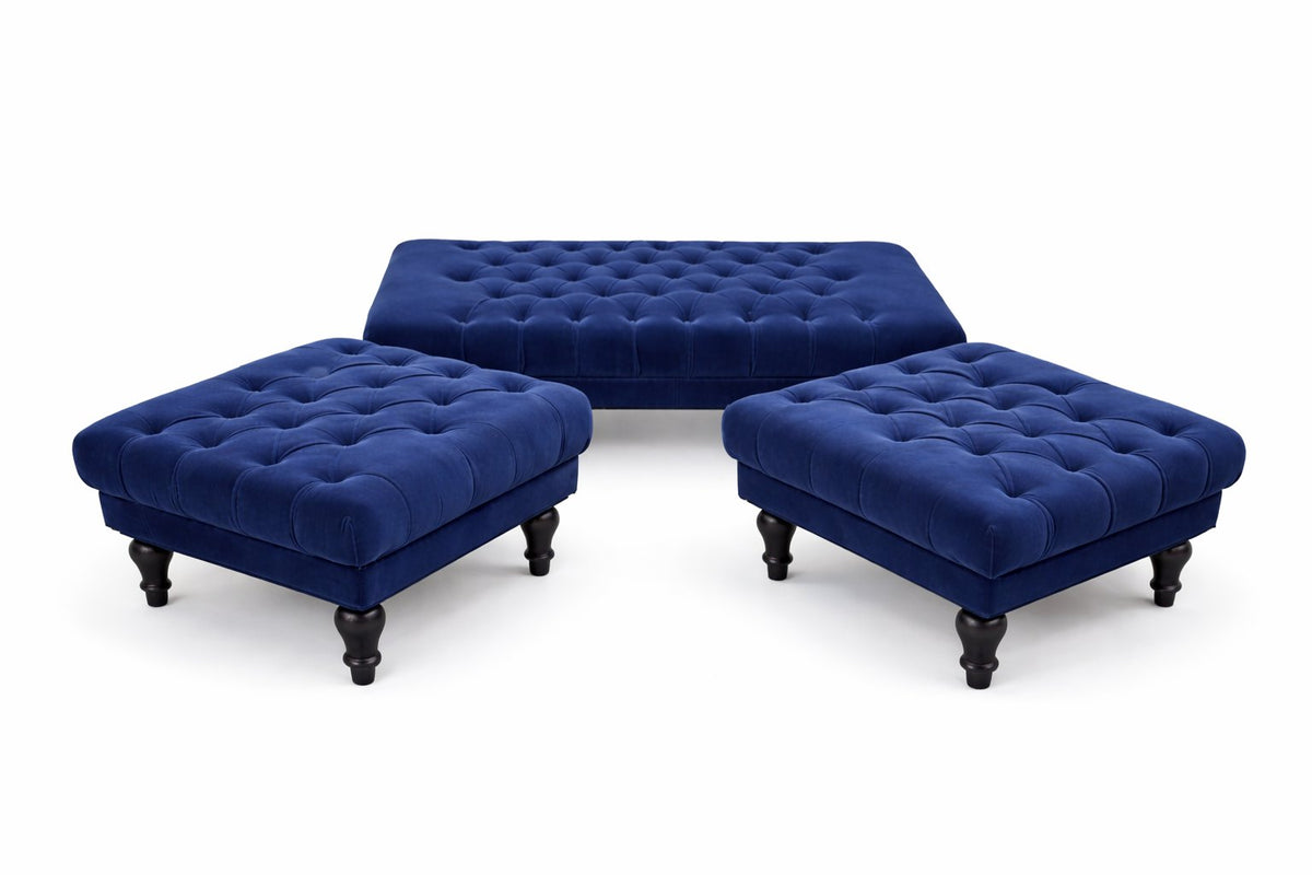 Luxury velvet tufted ottoman set, 3-piece upholstered seating