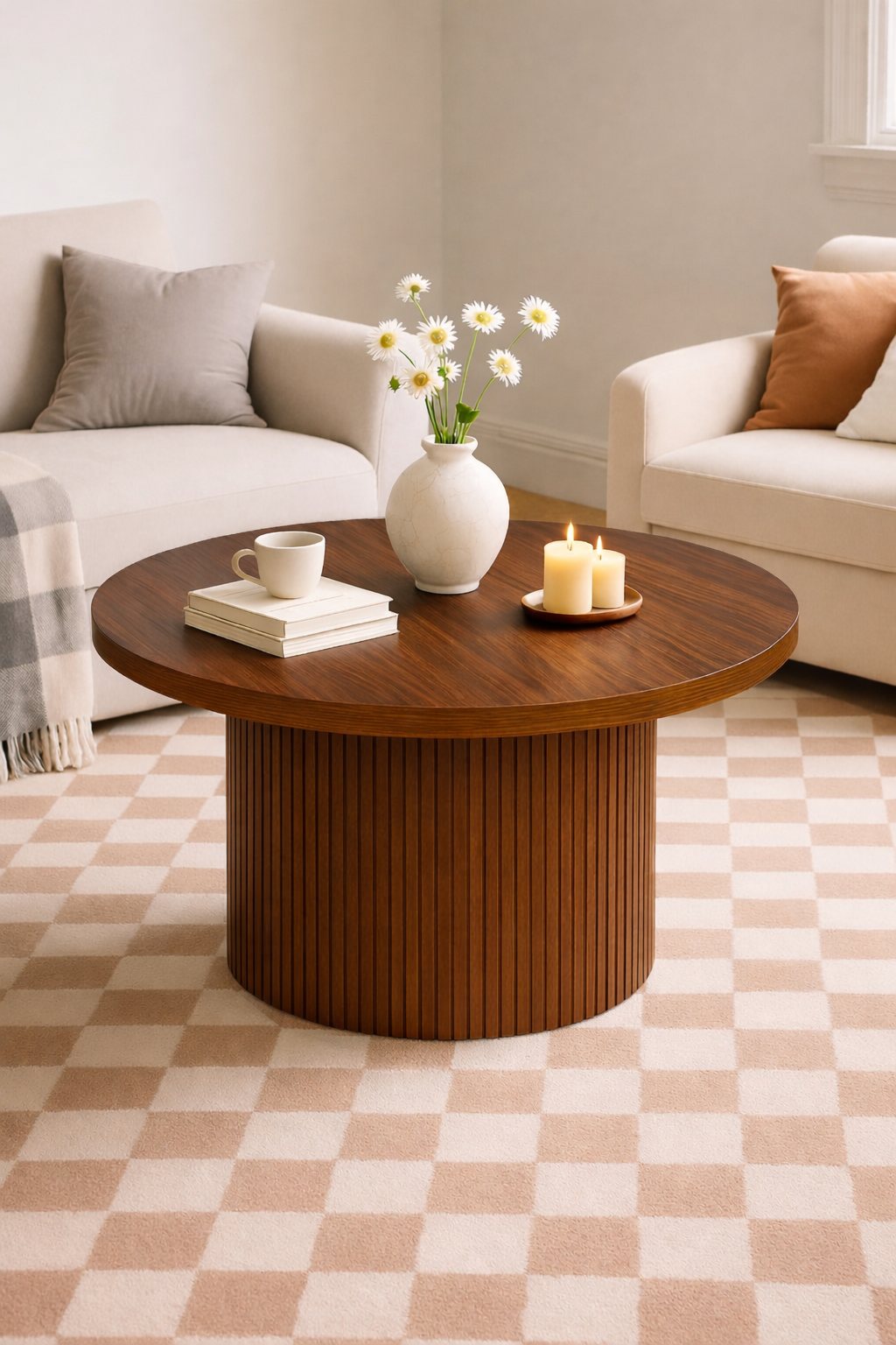 Nexa round center table with modern metal frame
