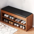 42-Inch Wooden Shoe Rack Bench with Cushion – Modern Entryway Shoe Storage Organizer