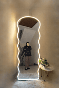 Luxury Wavy Full-Length Mirror with LED Lights – 6×2 ft