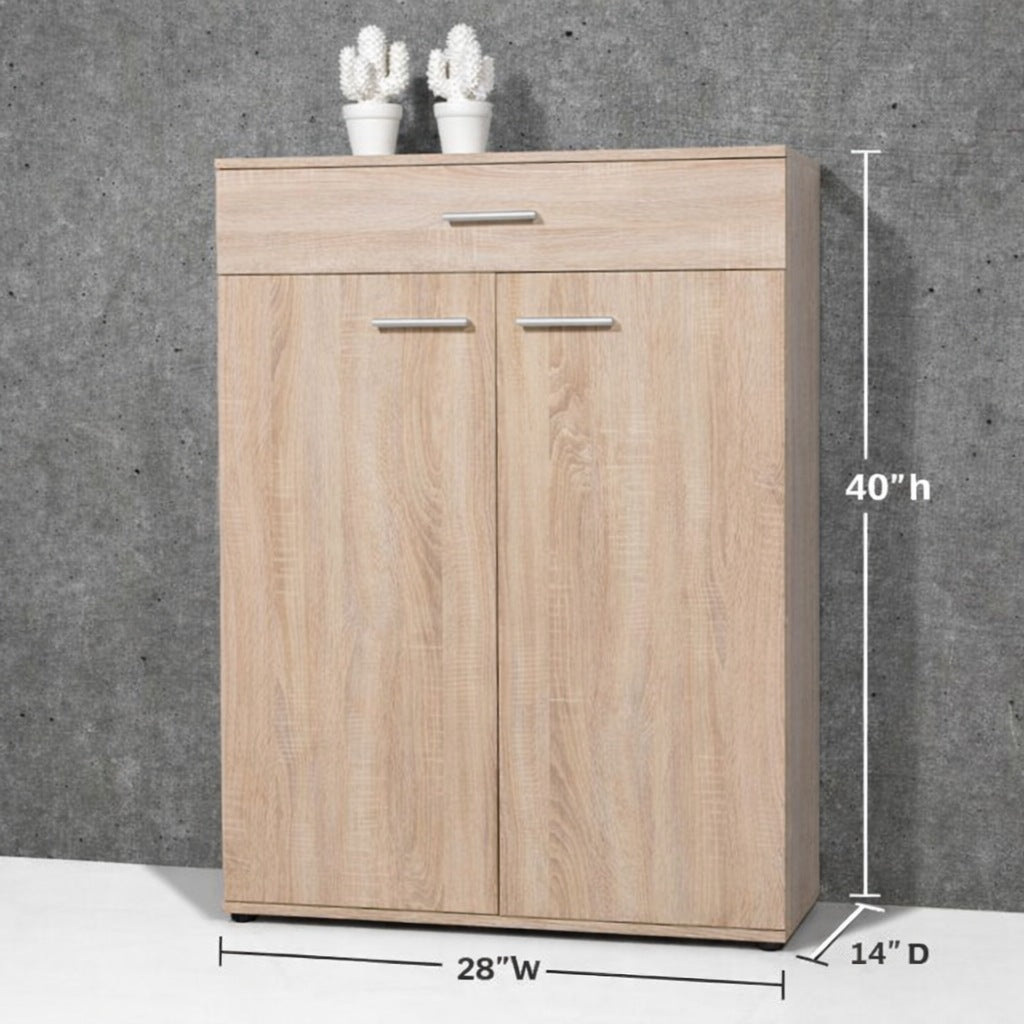 Wooden Shoe Storage Cabinet with Drawer & Shelves – Space-Saving Shoe Organizer