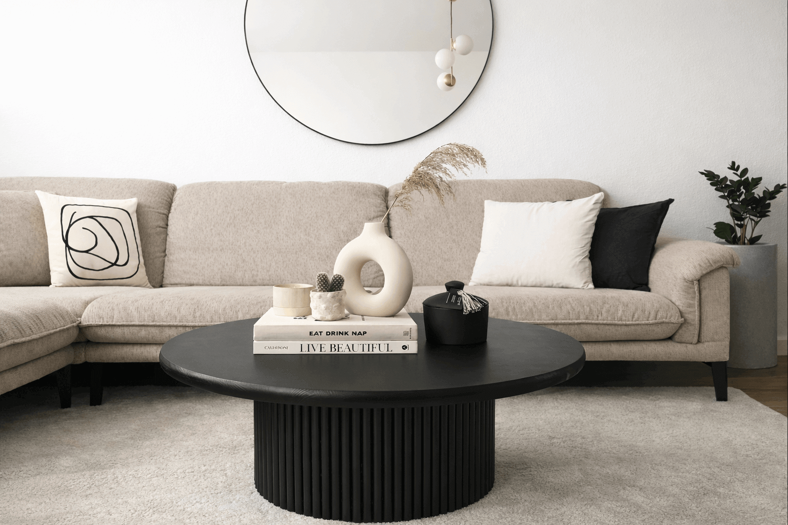Modern Round Center Table with Deco Paint Finish