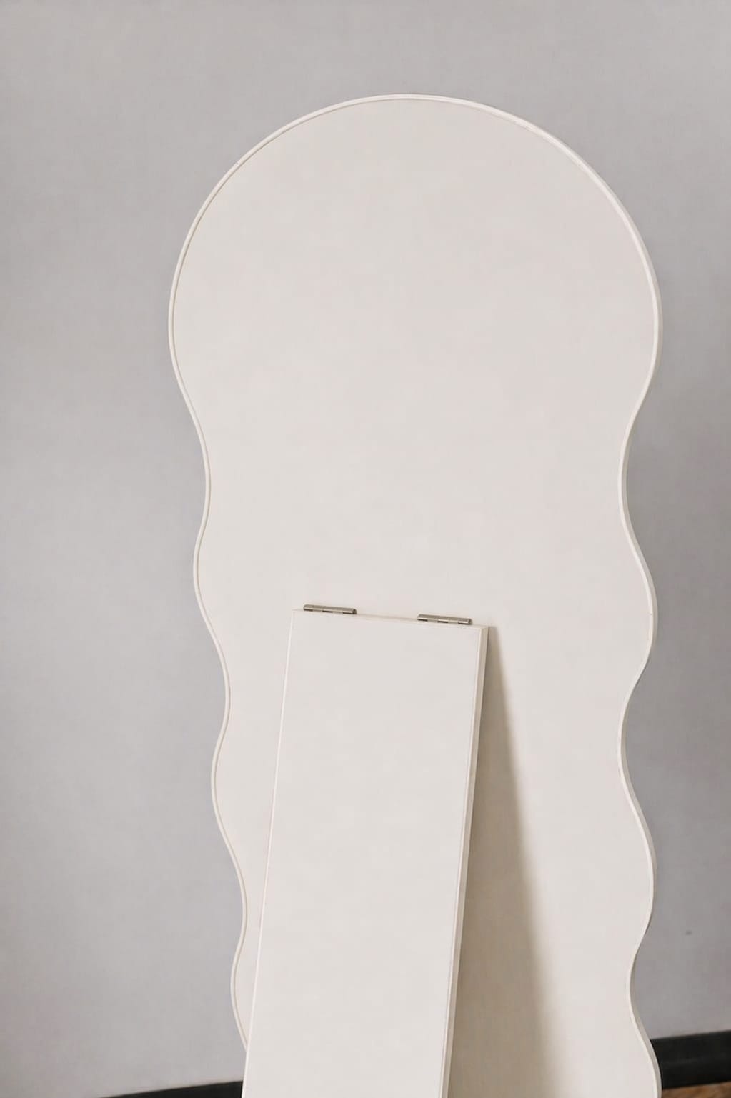 6x2 Ft Off-White Full Length Mirror with Stand | Modern Wavy Design