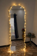 6x2 Ft Off-White Full Length Mirror with Stand | Modern Wavy Design