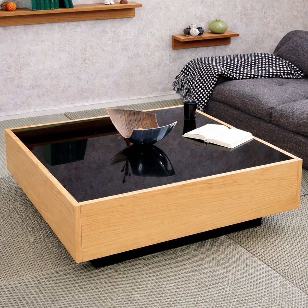 Modern center table with tempered glass top