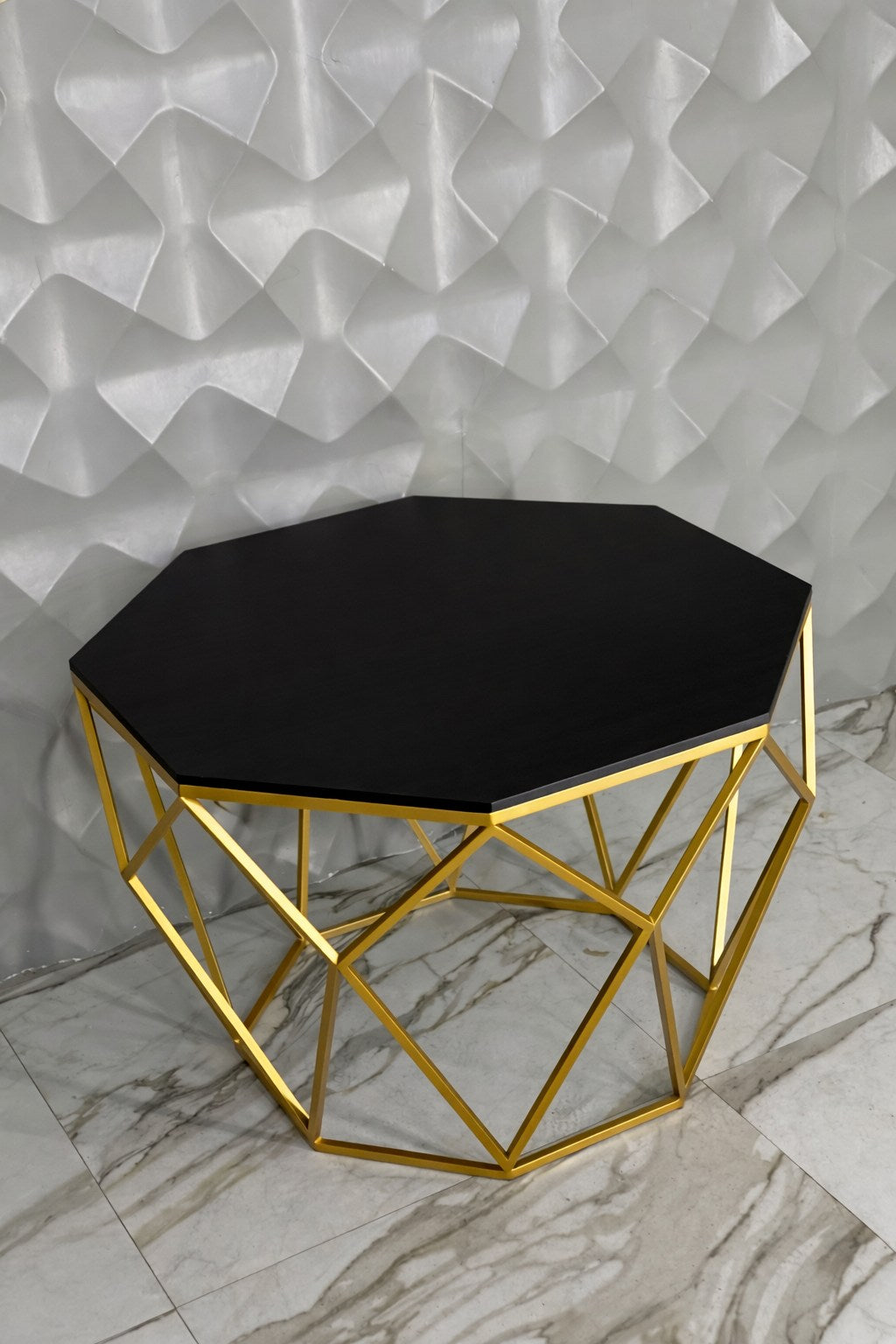 Hexa hexagon-shaped metal center table